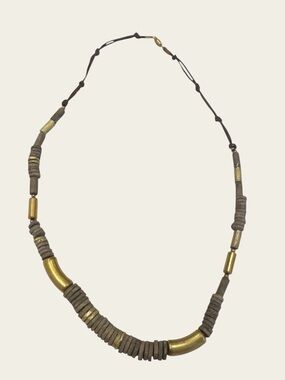 Hand Crafted Brown and Gold Tribal Disk Necklace